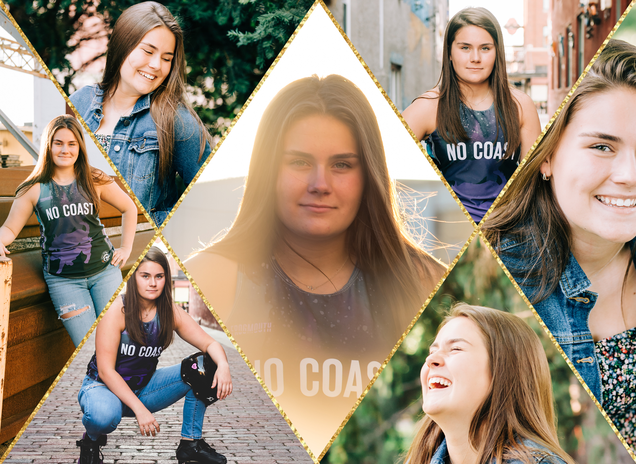 Senior Girl Gold Photo Collage